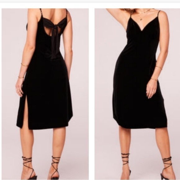 NWT BAND OF GYPSIES GIRL CRUSH Black Velvet woman spaghetti strap dress MED - Picture 1 of 13
